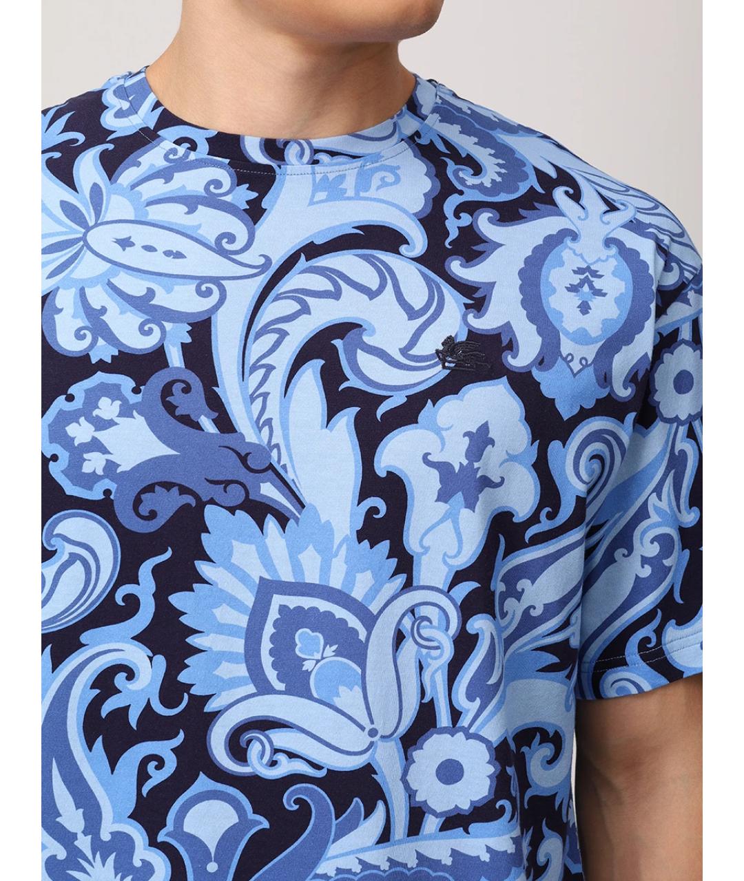 ETRO Голубая хлопковая футболка, фото 5