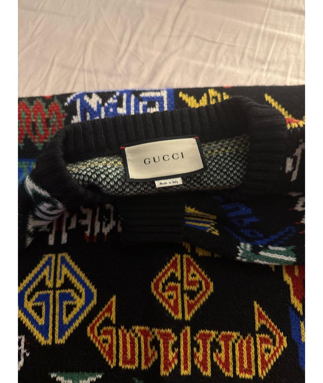 GUCCI Черный шерстяной джемпер / свитер, фото 3