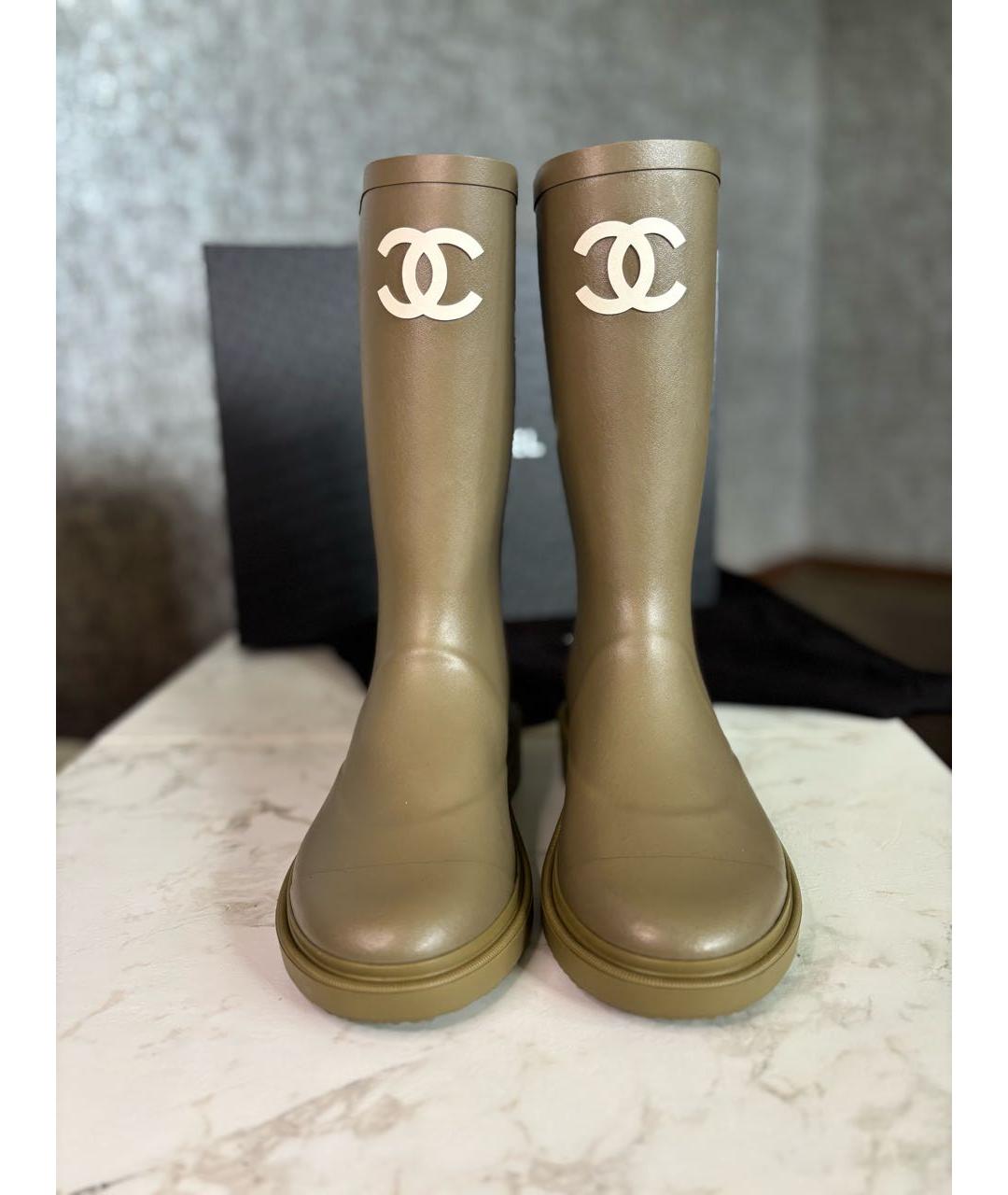 CHANEL Хаки резиновые сапоги, фото 2