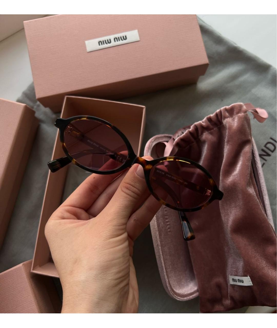 MIU MIU Розовые пластиковые солнцезащитные очки, фото 4