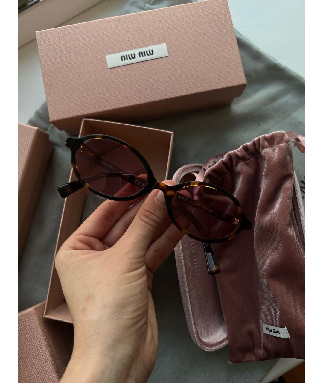 MIU MIU Розовые пластиковые солнцезащитные очки, фото 3