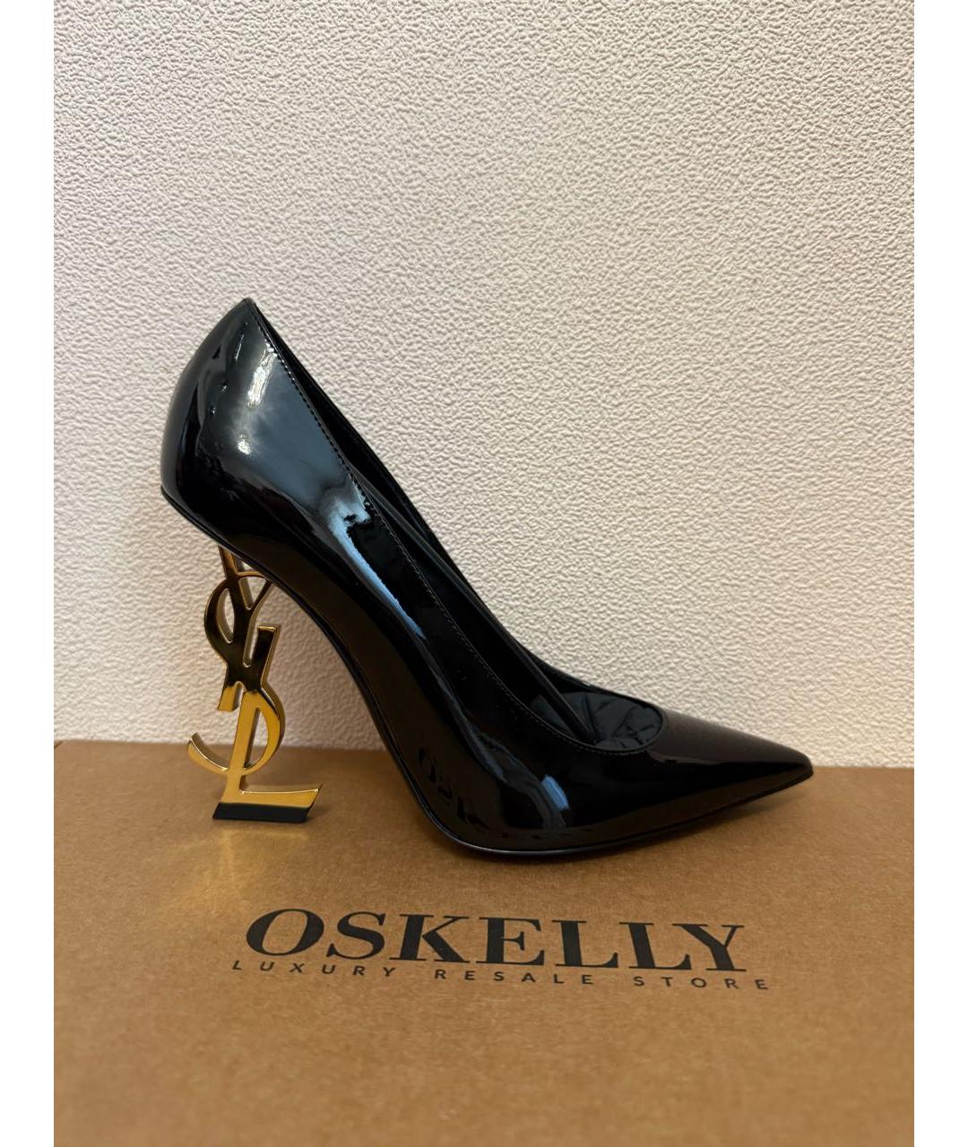SAINT LAURENT Черные туфли из лакированной кожи, фото 5