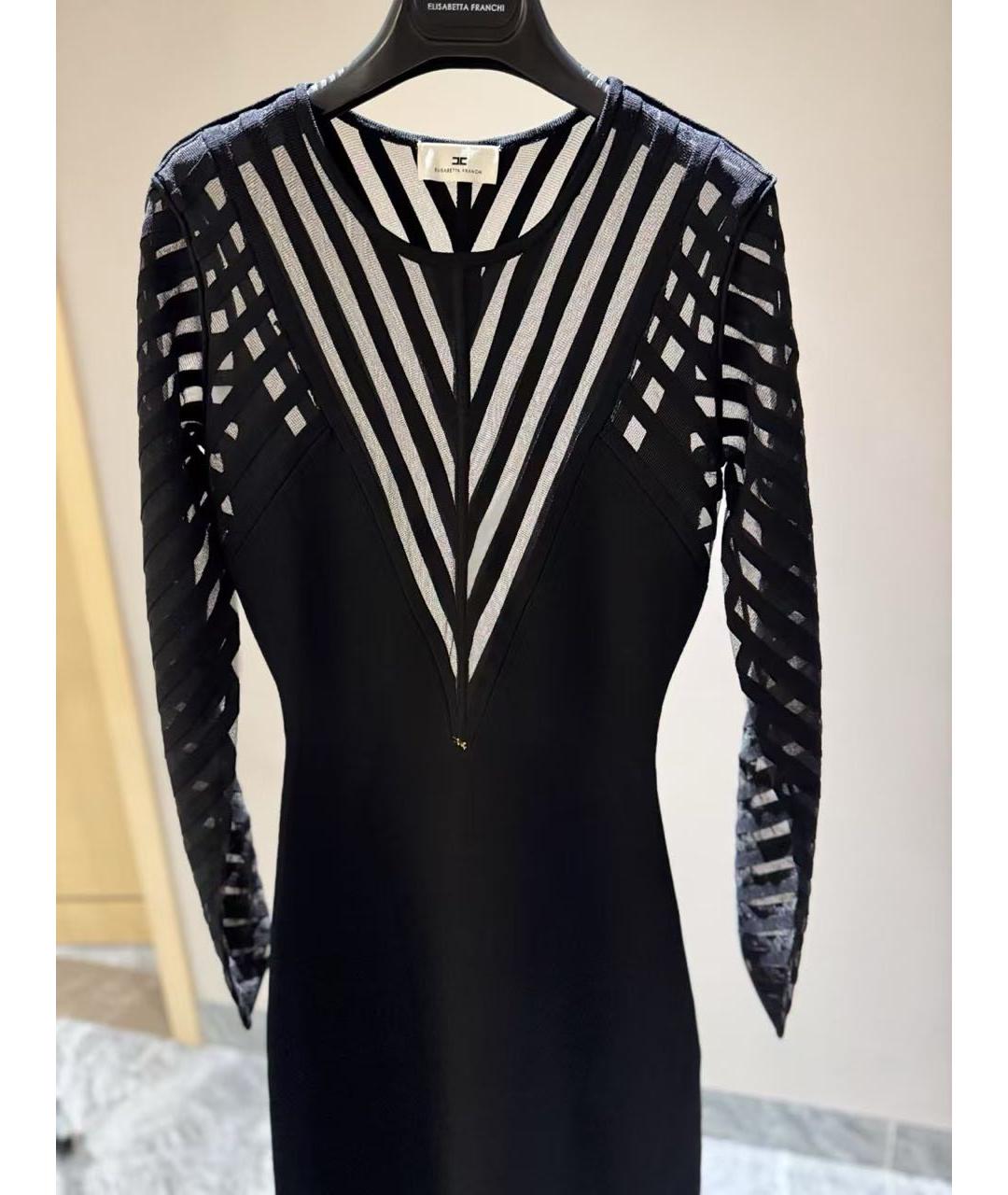 ELISABETTA FRANCHI Черное вискозное вечернее платье, фото 5