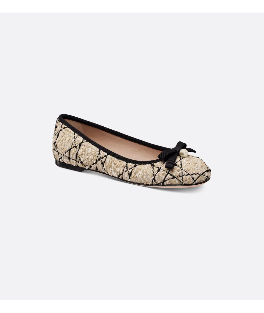 CHRISTIAN DIOR Бежевые текстильные балетки, фото 2