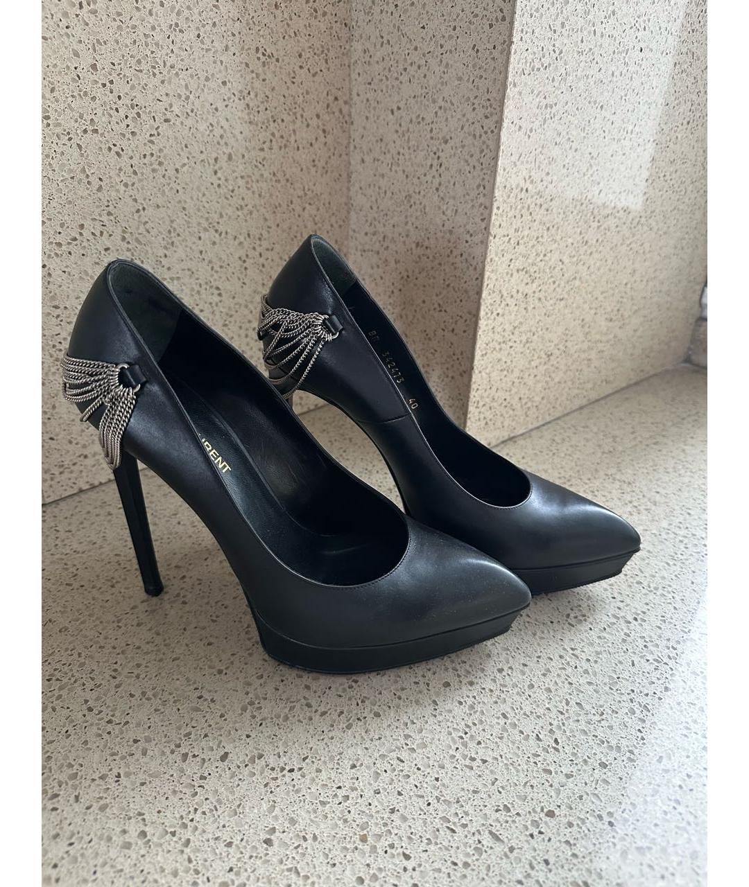 SAINT LAURENT Черные кожаные туфли, фото 2