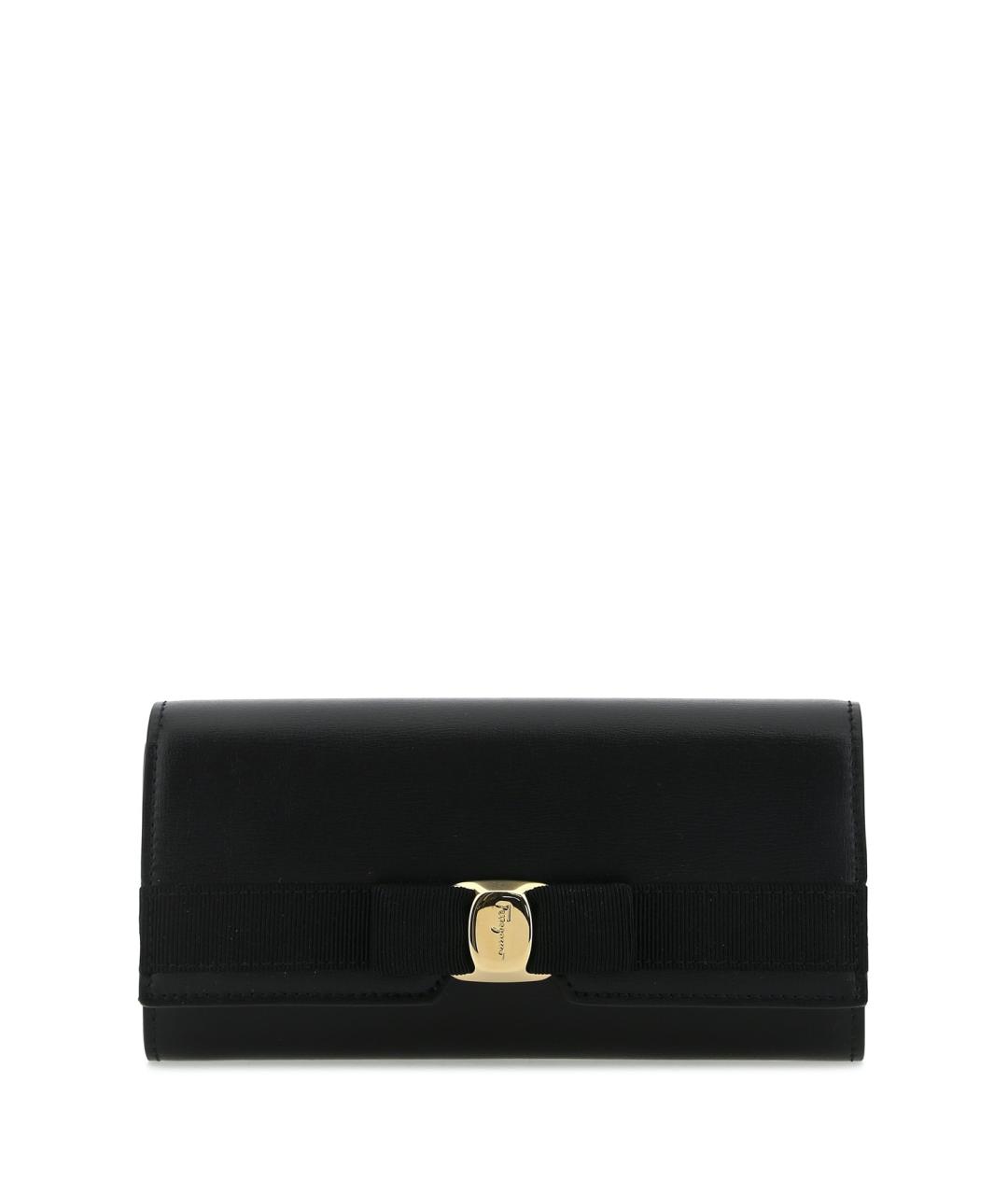 FERRAGAMO Черный кожаный кошелек, фото 1
