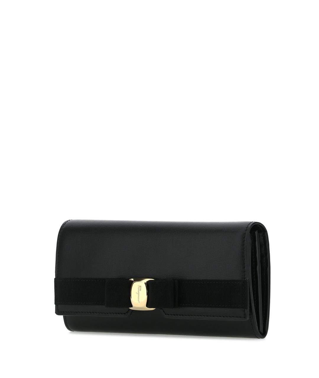FERRAGAMO Черный кожаный кошелек, фото 2