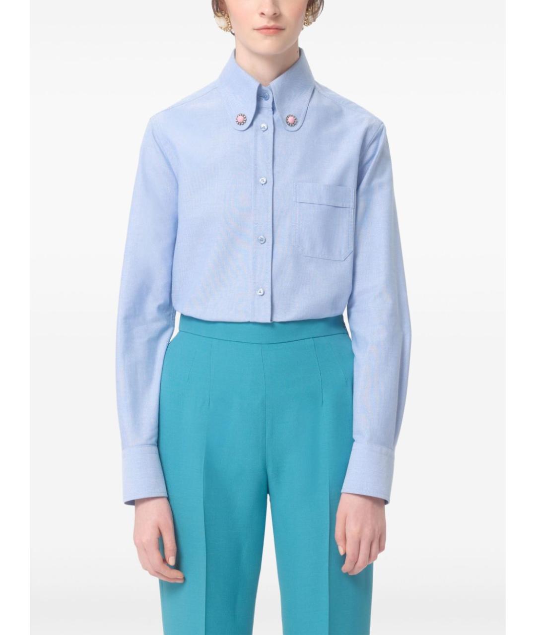 VALENTINO Голубая хлопковая рубашка, фото 4