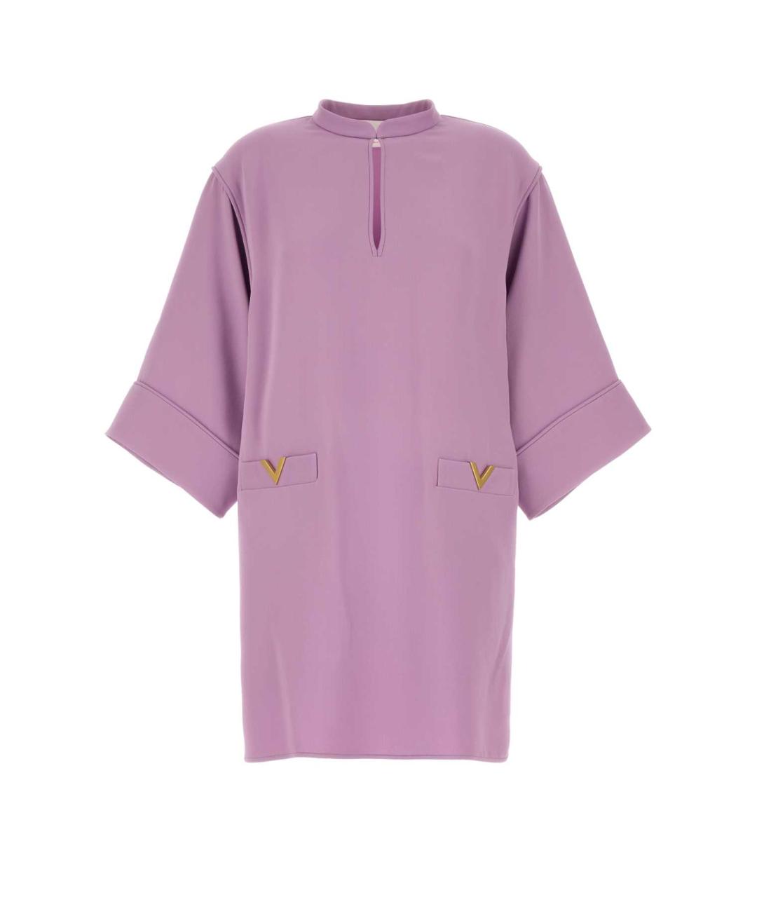 VALENTINO Фиолетовое шелковое повседневное платье, фото 1