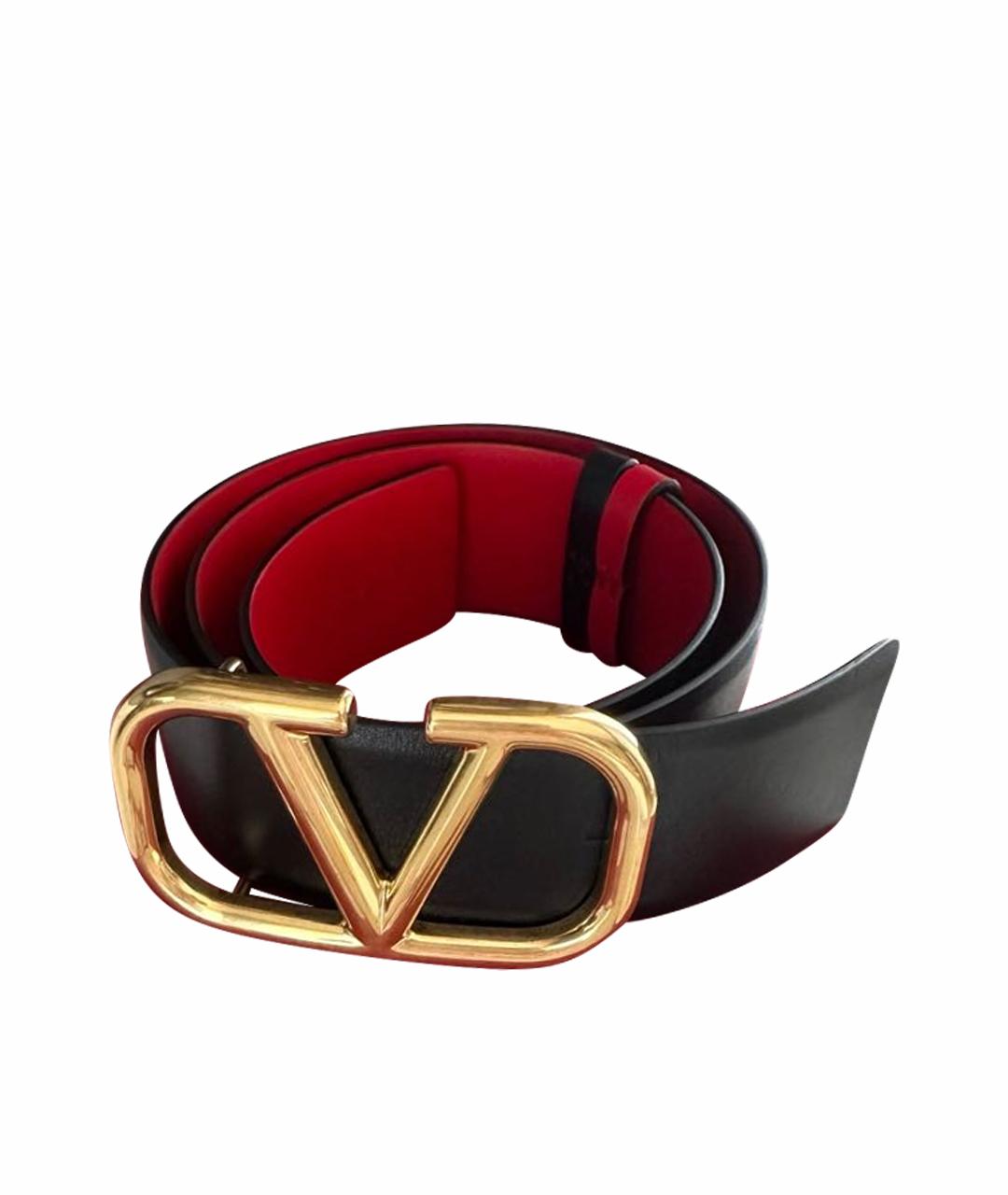 VALENTINO Черный кожаный ремень, фото 1