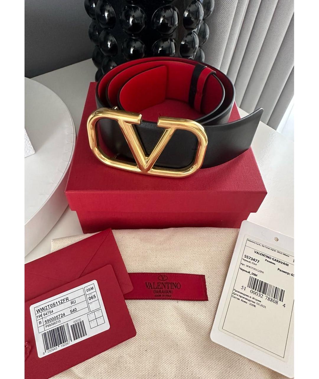 VALENTINO Черный кожаный ремень, фото 9