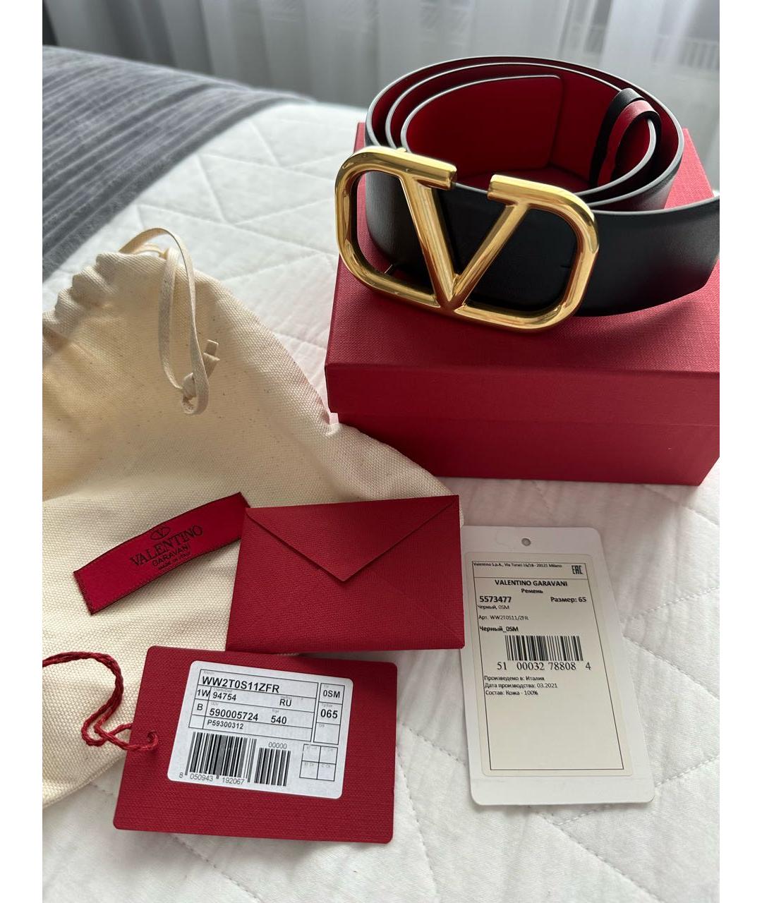 VALENTINO Черный кожаный ремень, фото 5