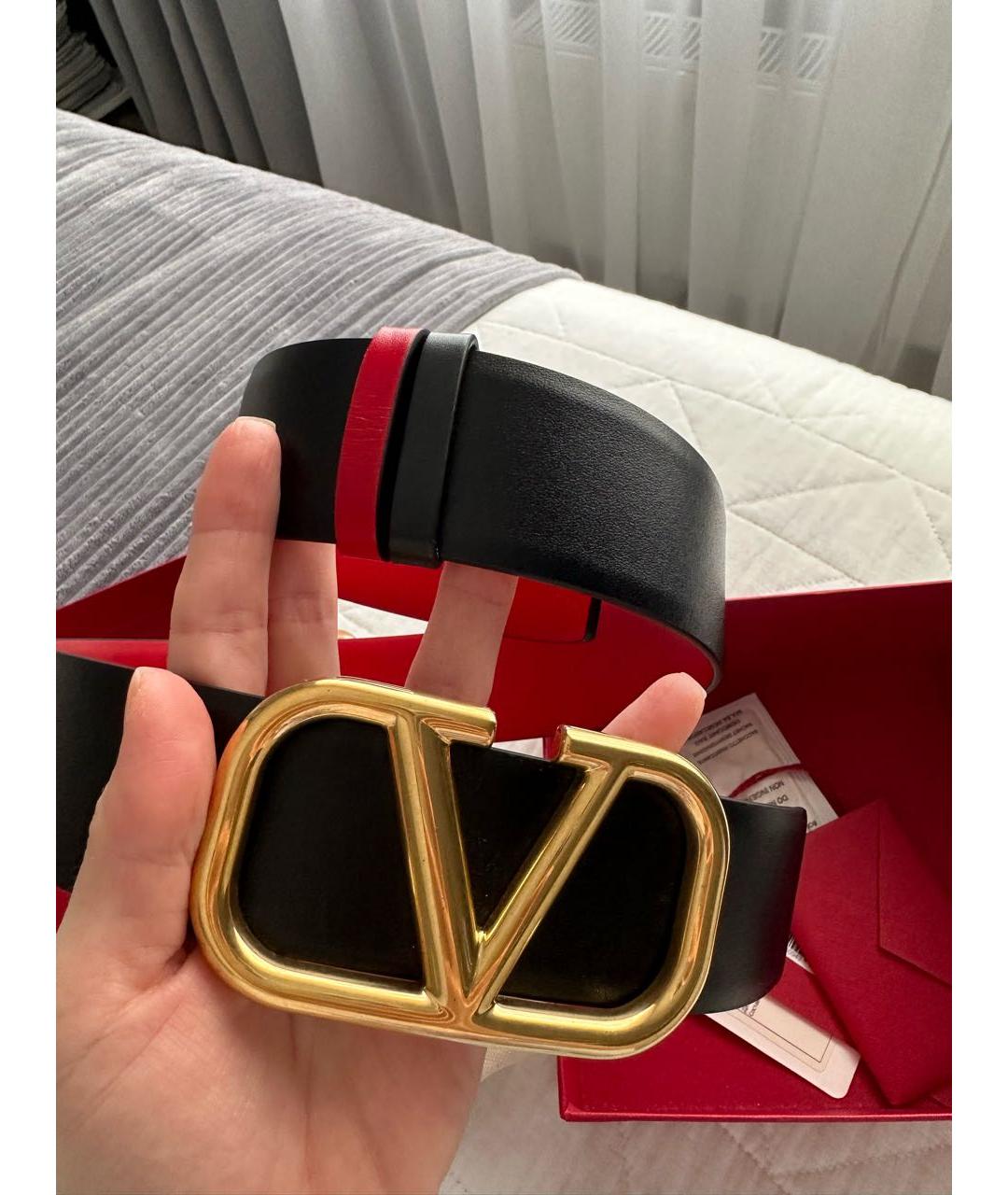 VALENTINO Черный кожаный ремень, фото 6