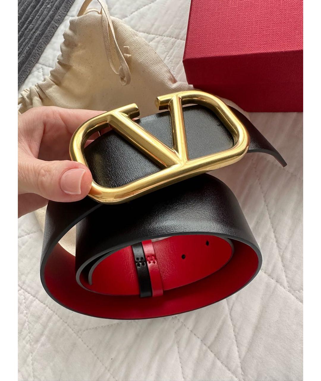 VALENTINO Черный кожаный ремень, фото 2