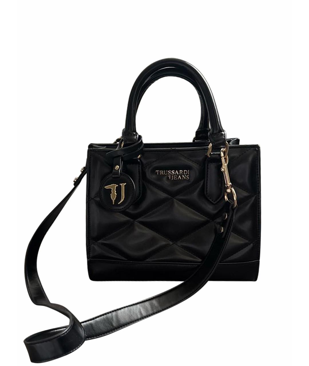 TRUSSARDI JEANS Черная сумка тоут из искусственной кожи, фото 1
