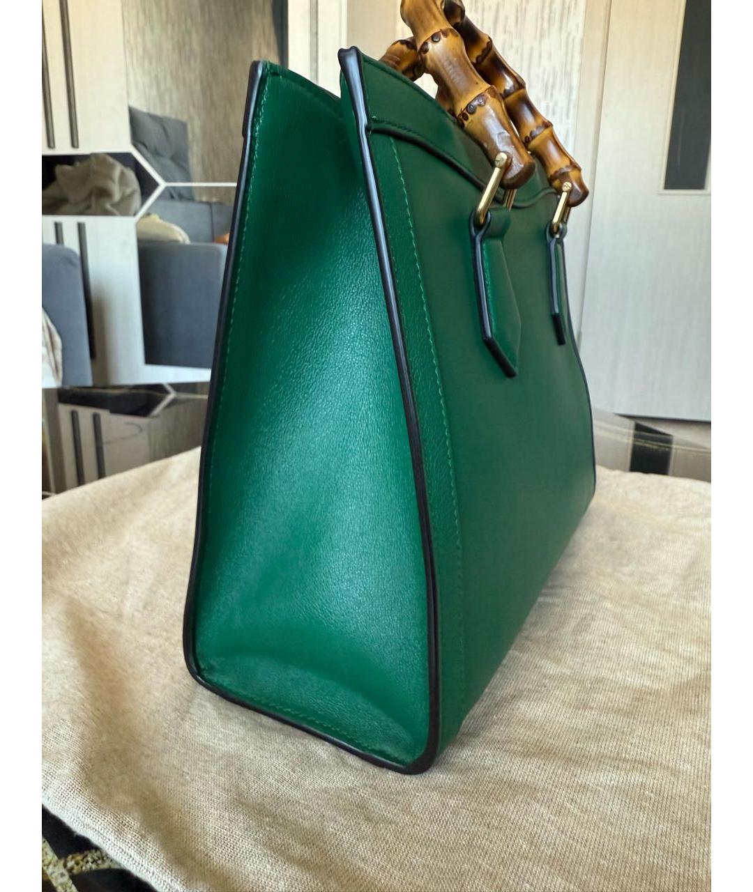 GUCCI Зеленая кожаная сумка тоут, фото 2