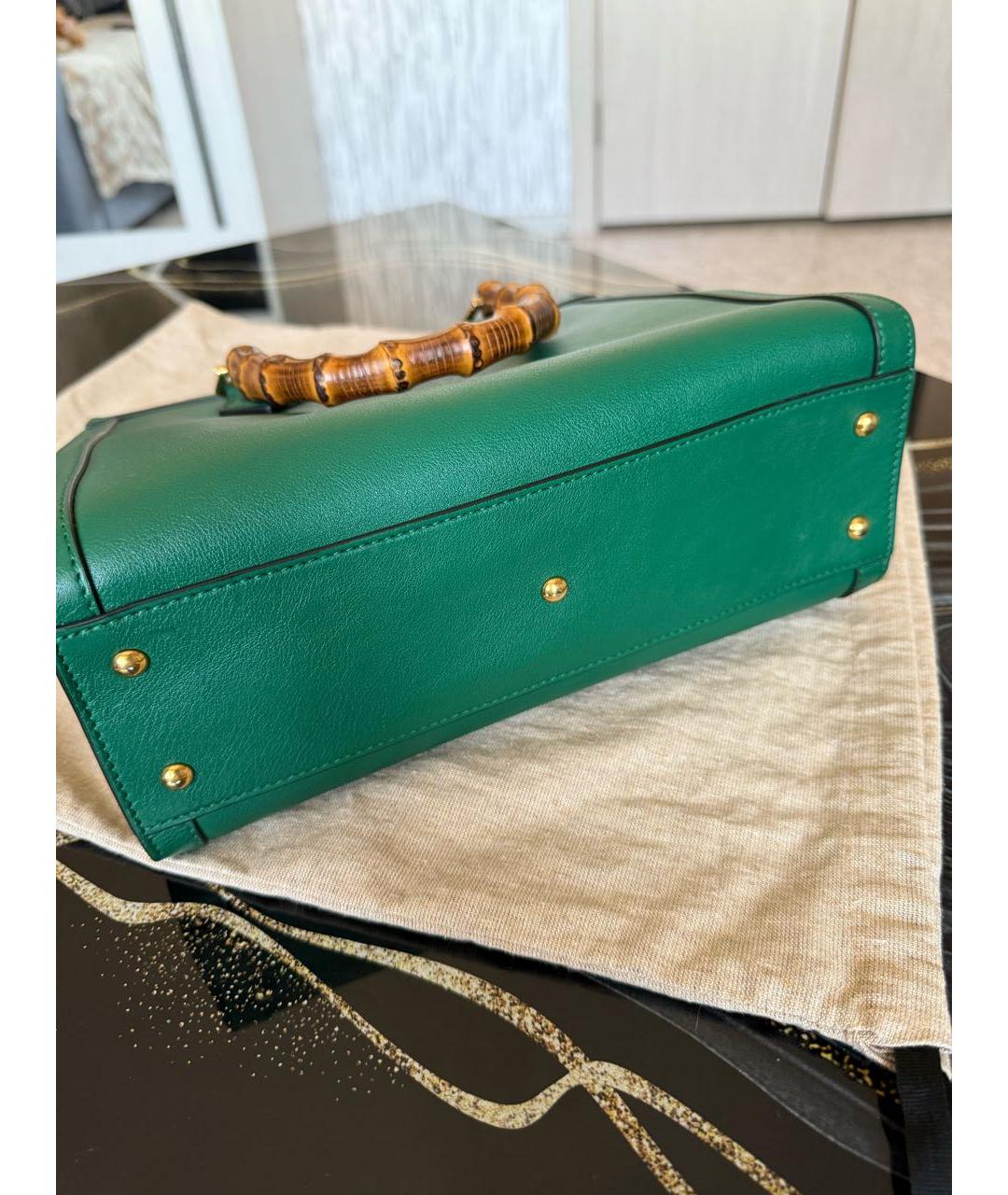 GUCCI Зеленая кожаная сумка тоут, фото 7