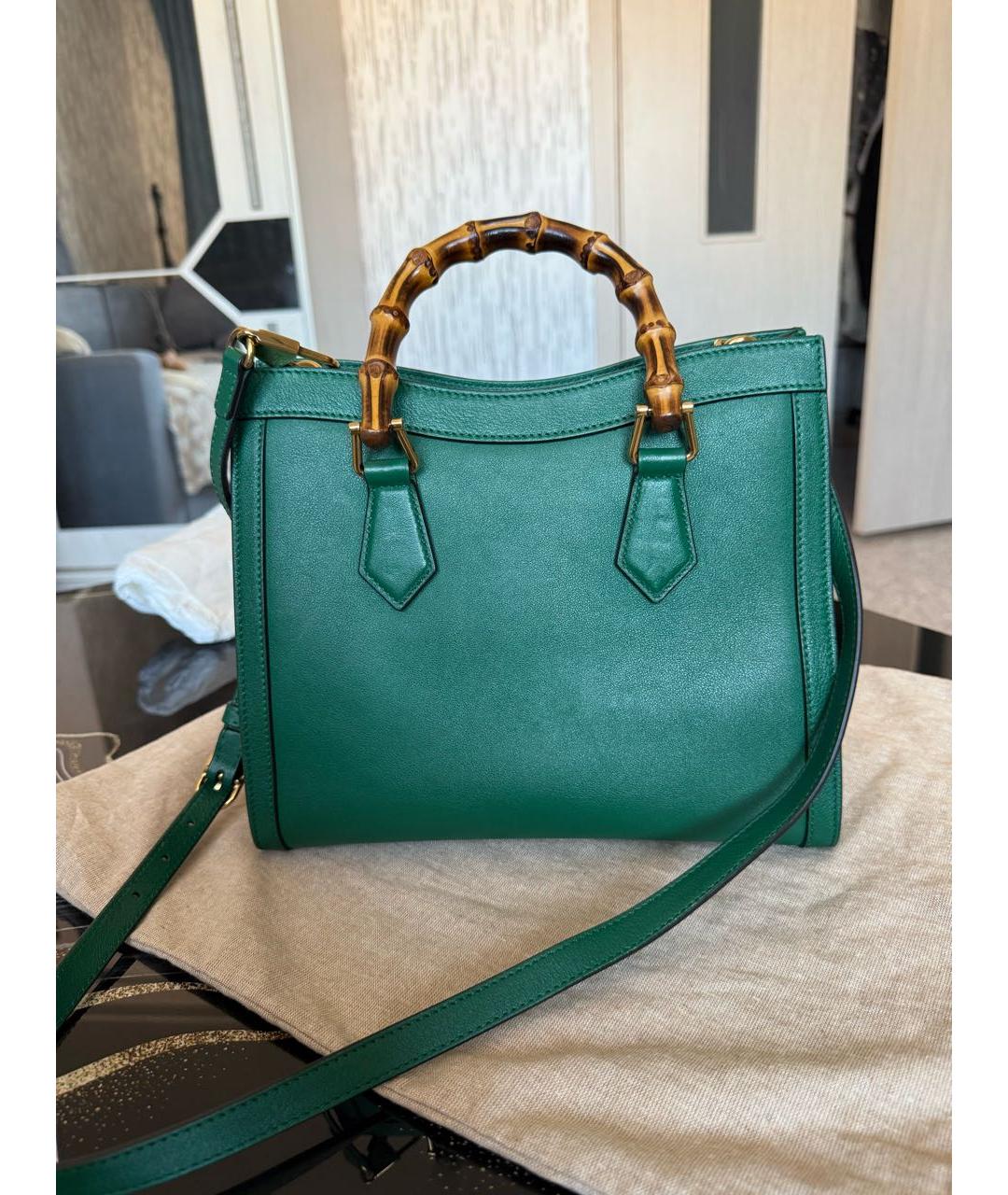 GUCCI Зеленая кожаная сумка тоут, фото 3