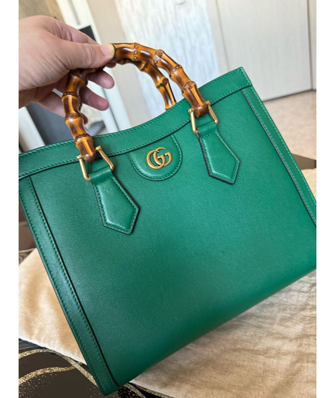 GUCCI Зеленая кожаная сумка тоут, фото 6