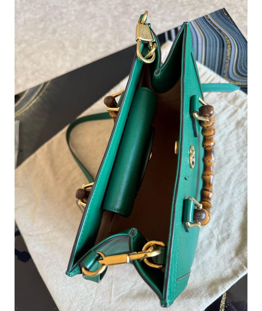 GUCCI Зеленая кожаная сумка тоут, фото 4