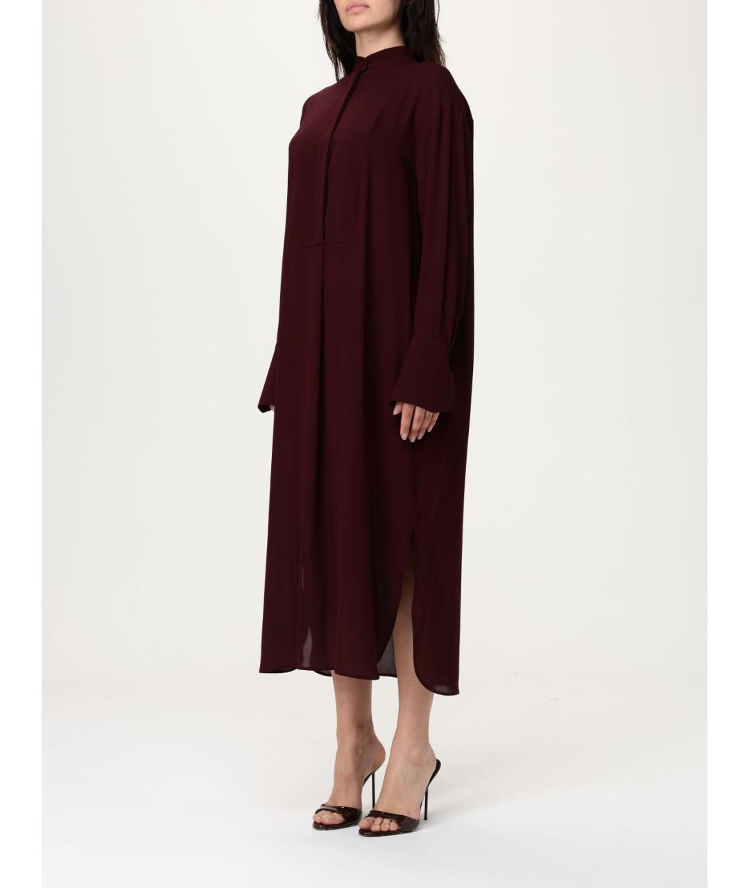 ALEXANDER MCQUEEN Бордовое шелковое платье, фото 4