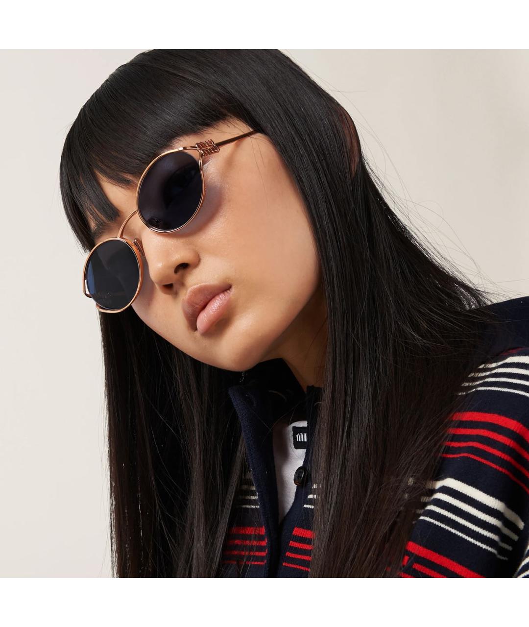 MIU MIU Синие металлические солнцезащитные очки, фото 4