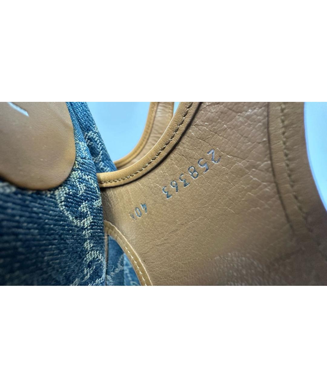 GUCCI Голубые текстильные босоножки, фото 7