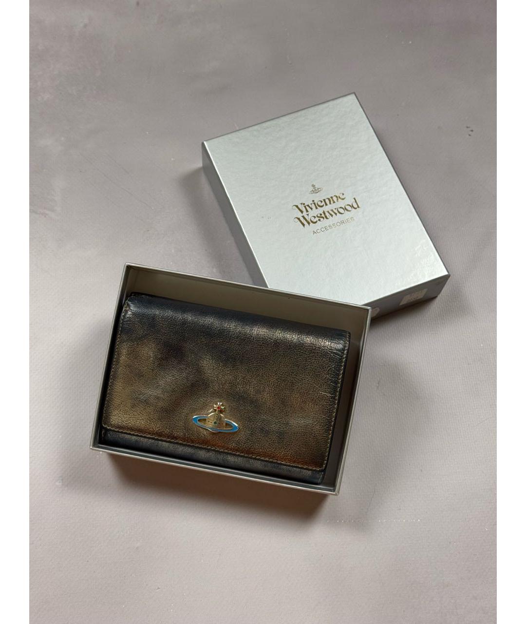 VIVIENNE WESTWOOD Черный кожаный кошелек, фото 2