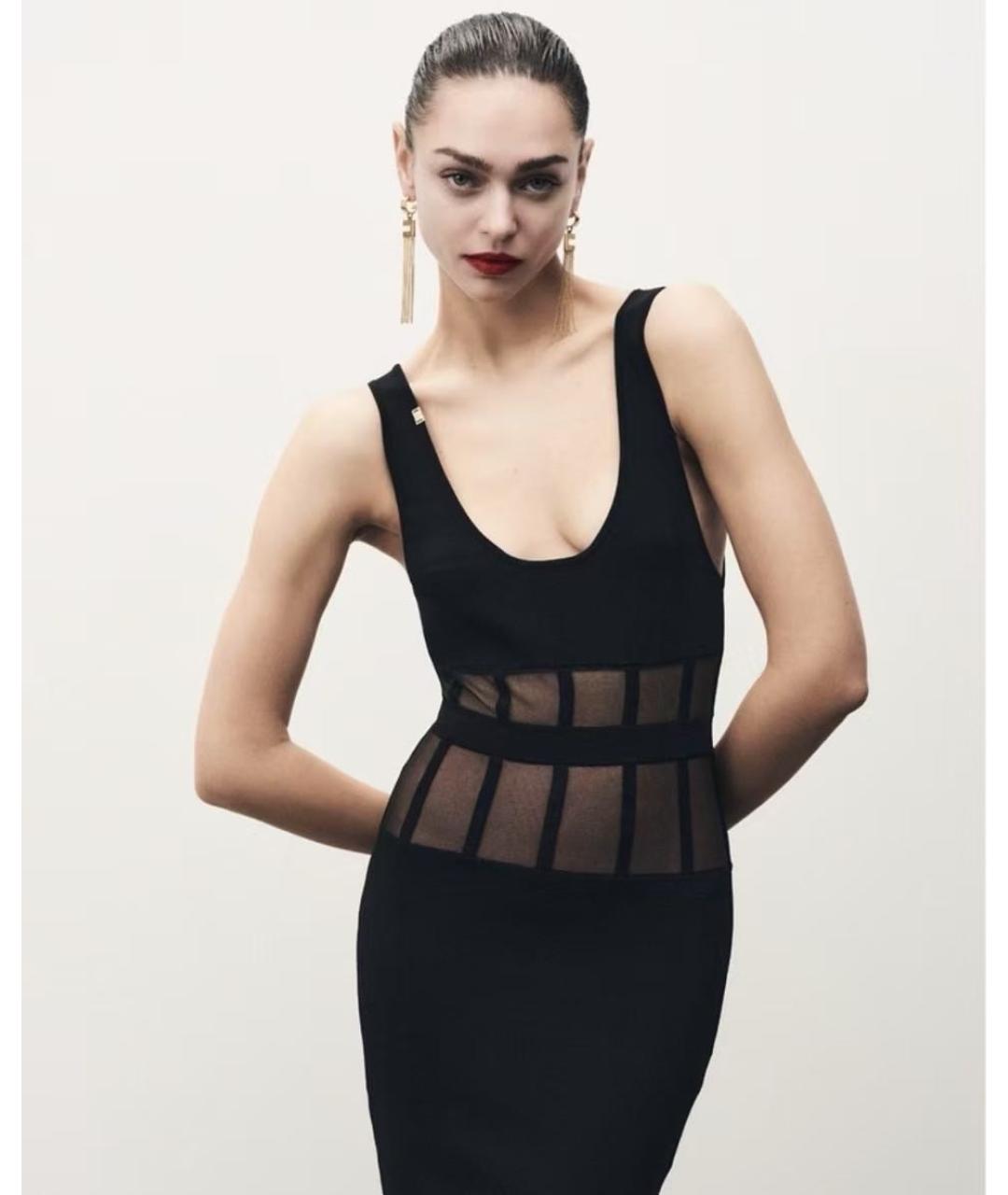 ELISABETTA FRANCHI Черное вискозное повседневное платье, фото 4