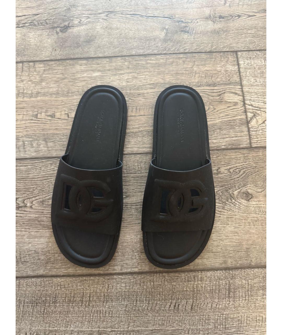 DOLCE&GABBANA Черные шлепанцы, фото 3