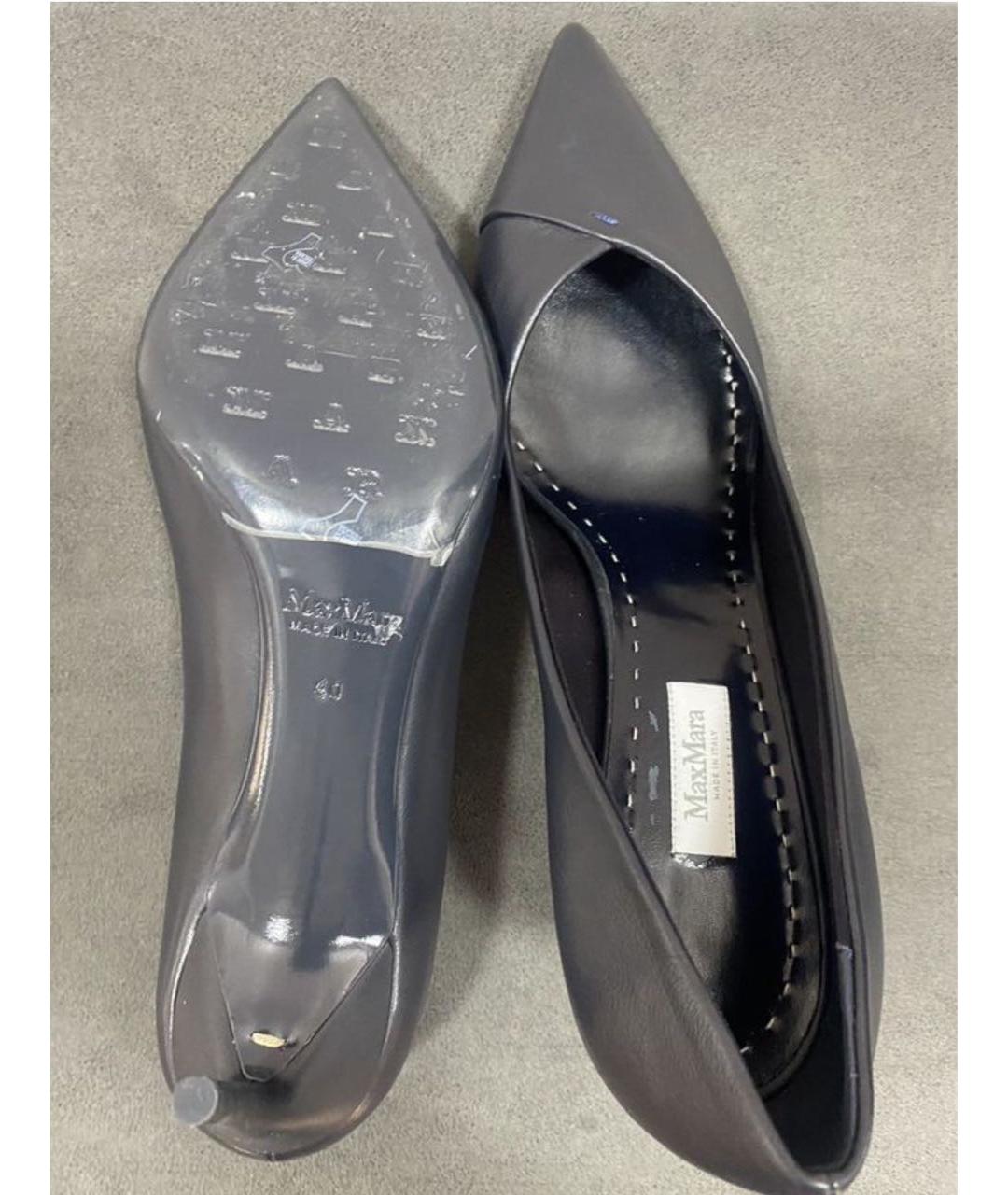 MAX MARA Темно-синие кожаные туфли, фото 5