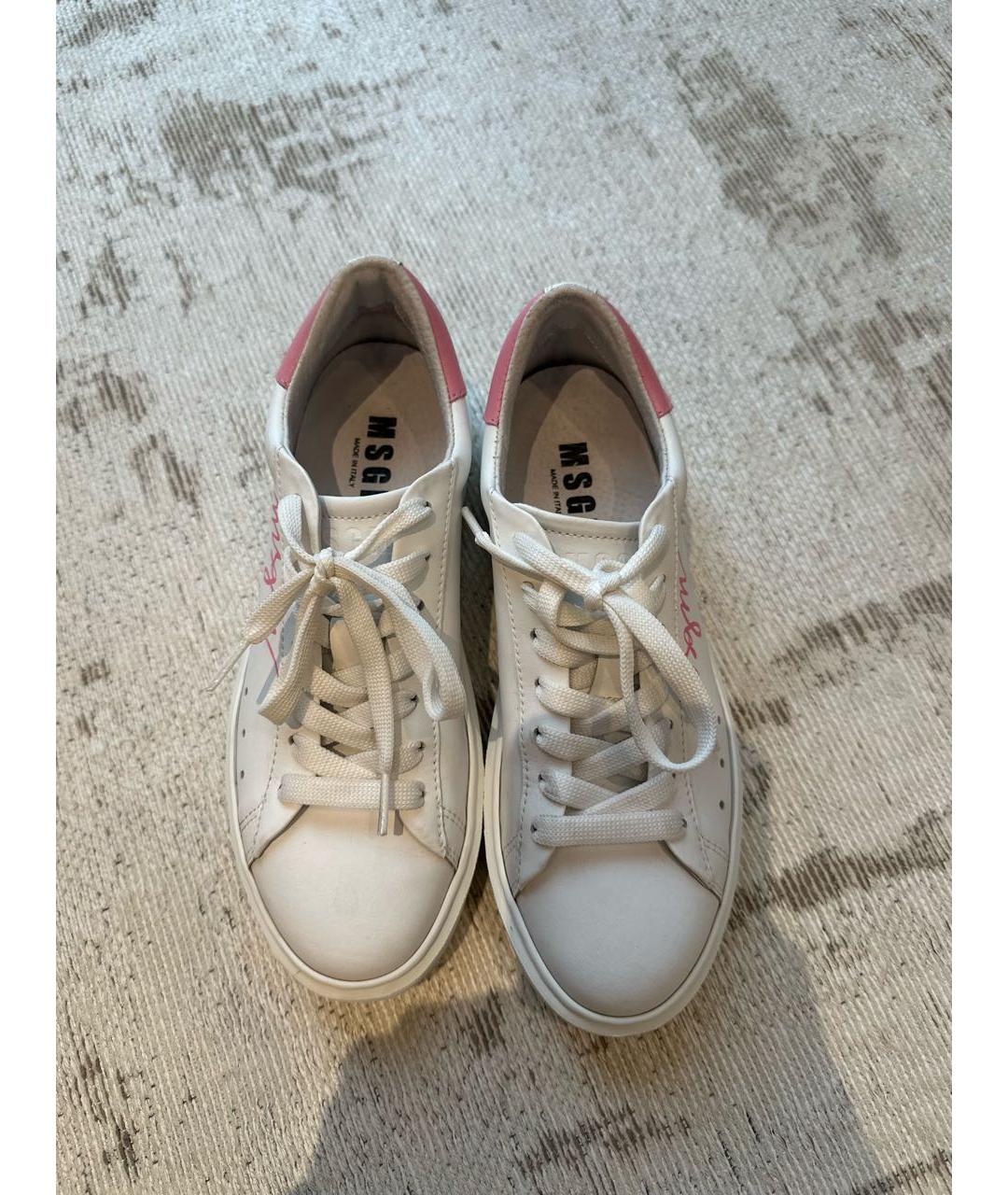 MSGM Белые кожаные кеды, фото 3