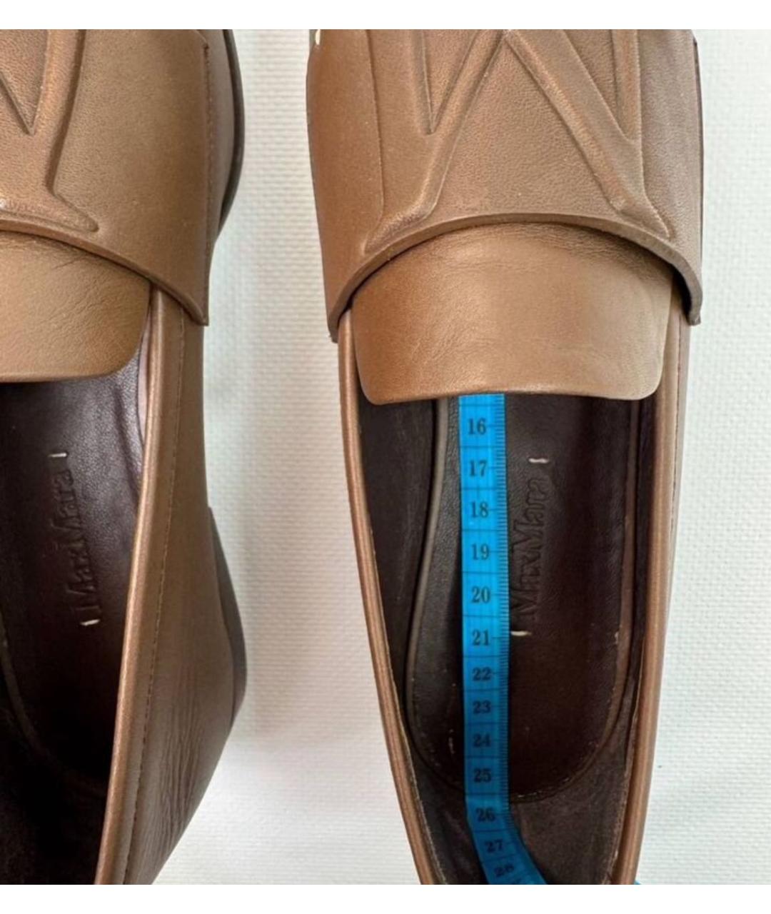 MAX MARA Коричневые кожаные лоферы, фото 7