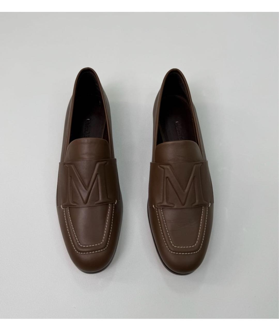 MAX MARA Коричневые кожаные лоферы, фото 3
