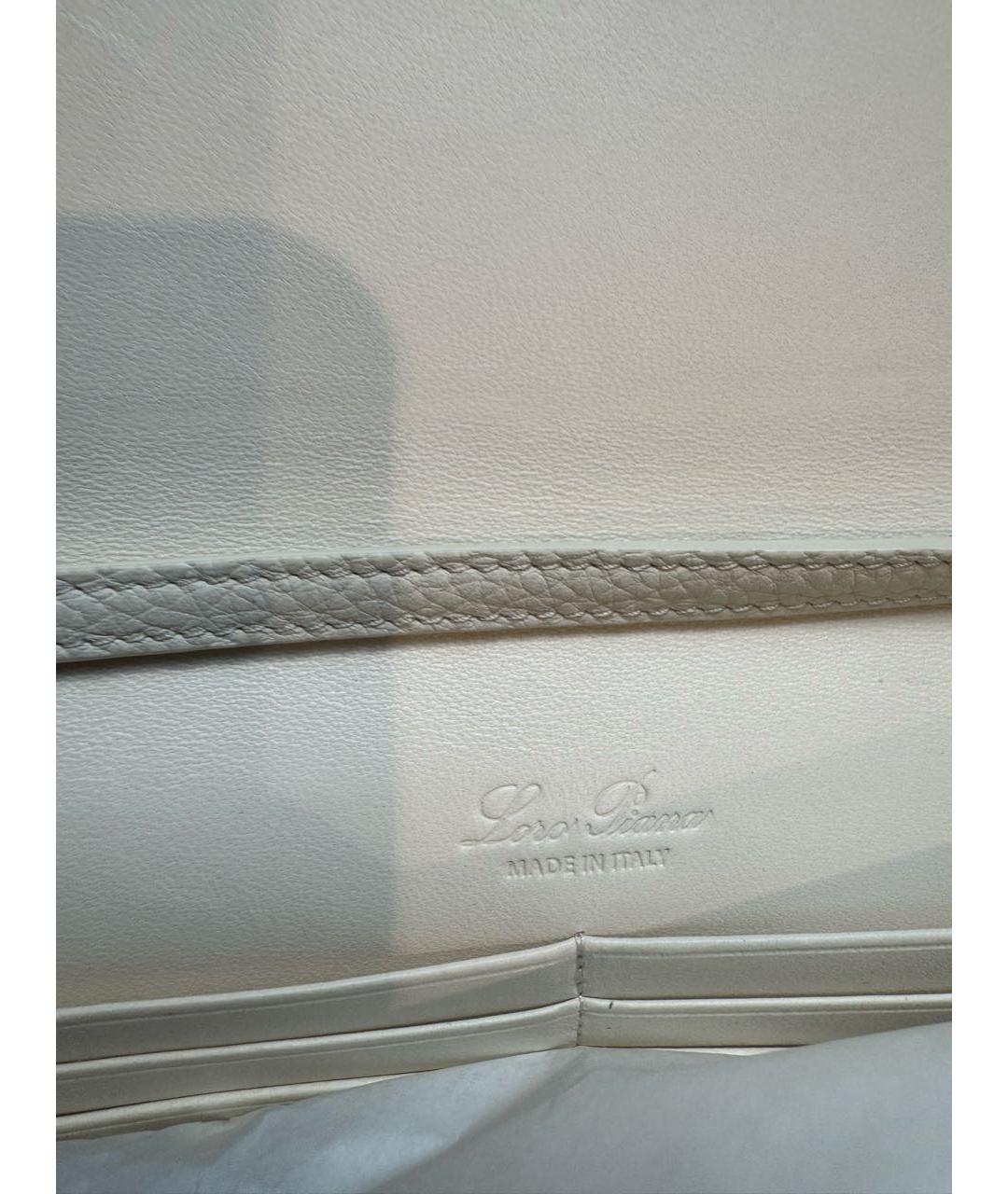 LORO PIANA Белая кожаная сумка через плечо, фото 3