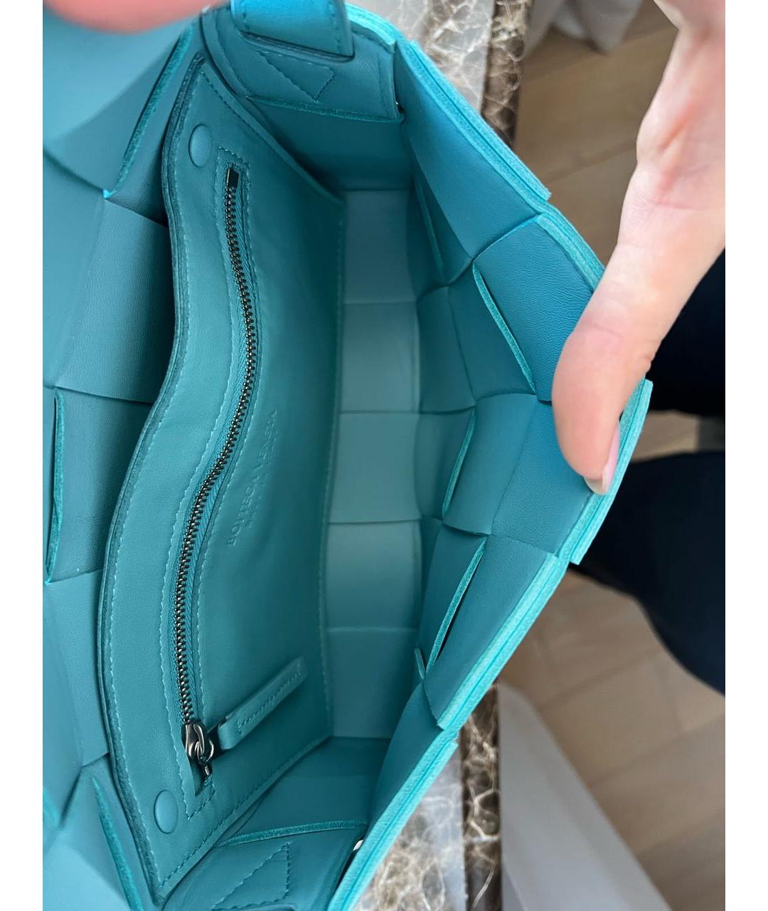 BOTTEGA VENETA Бирюзовая кожаная сумка через плечо, фото 4