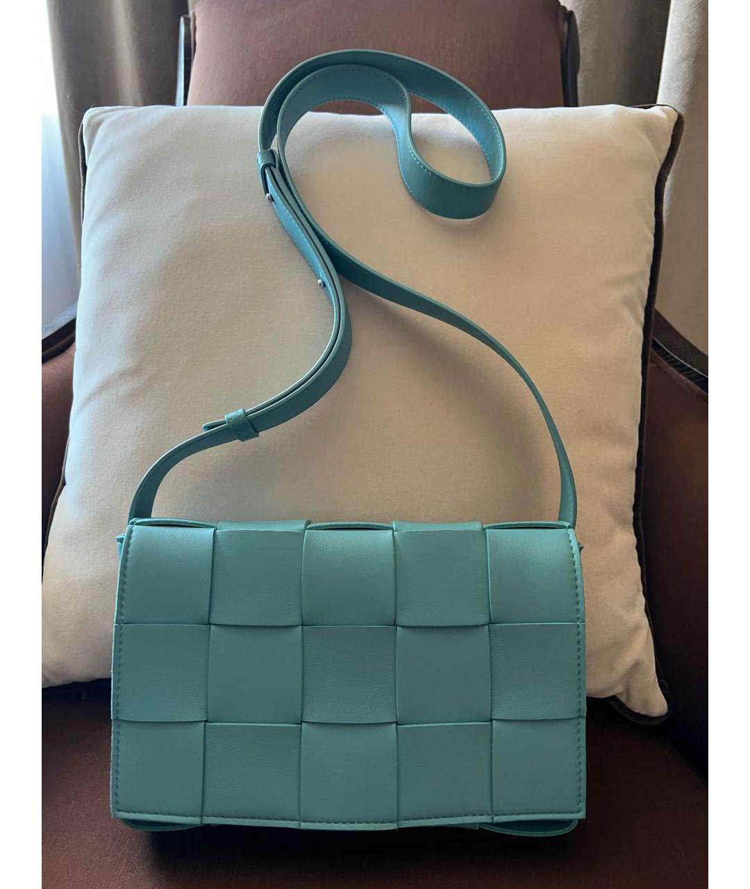 BOTTEGA VENETA Бирюзовая кожаная сумка через плечо, фото 2