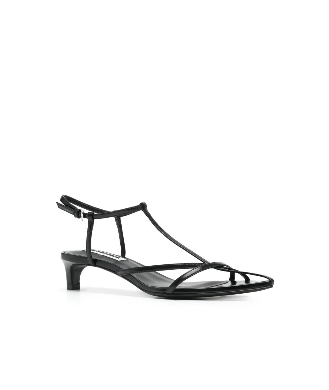 JIL SANDER Черные кожаные босоножки, фото 3