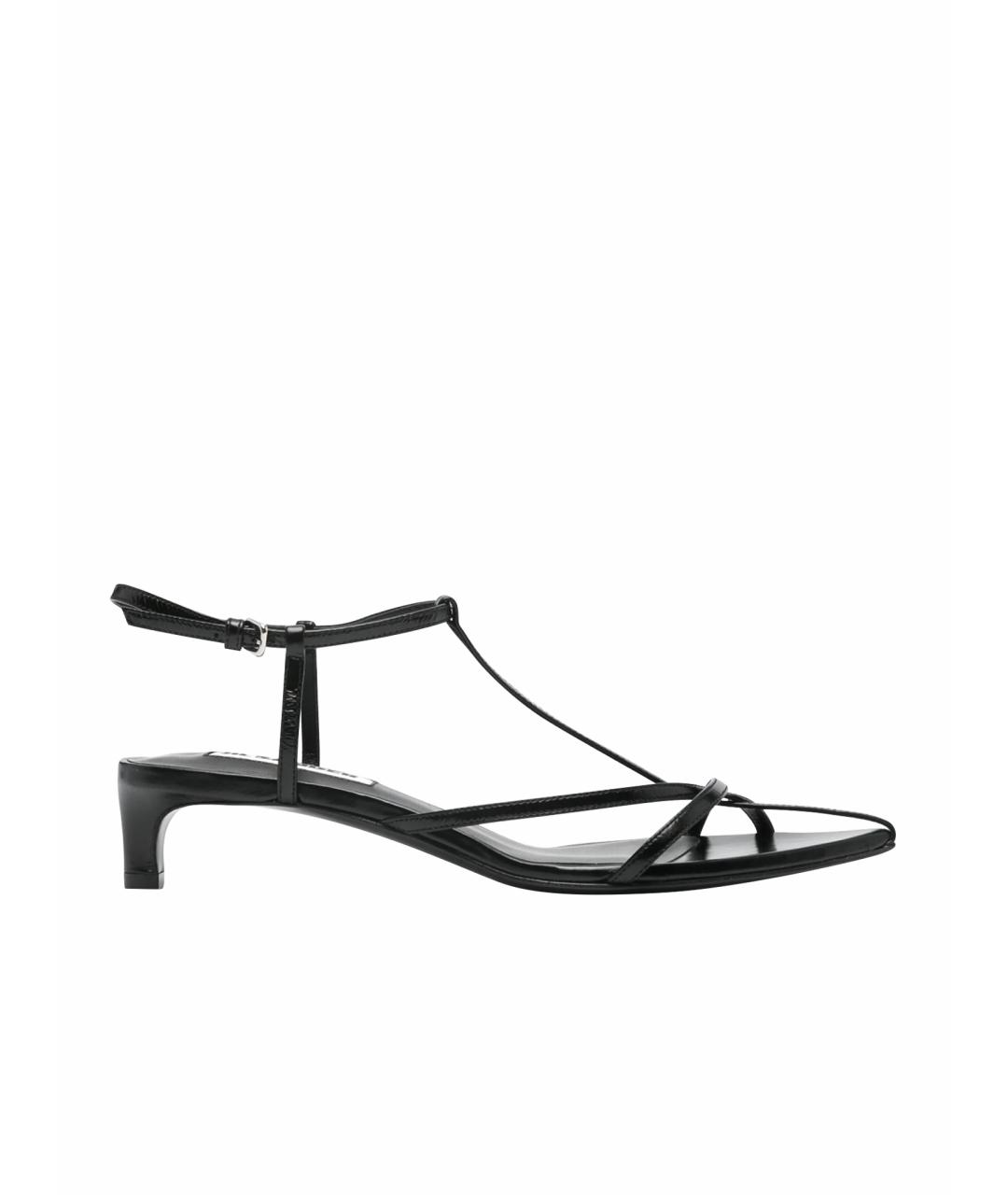 JIL SANDER Черные кожаные босоножки, фото 1