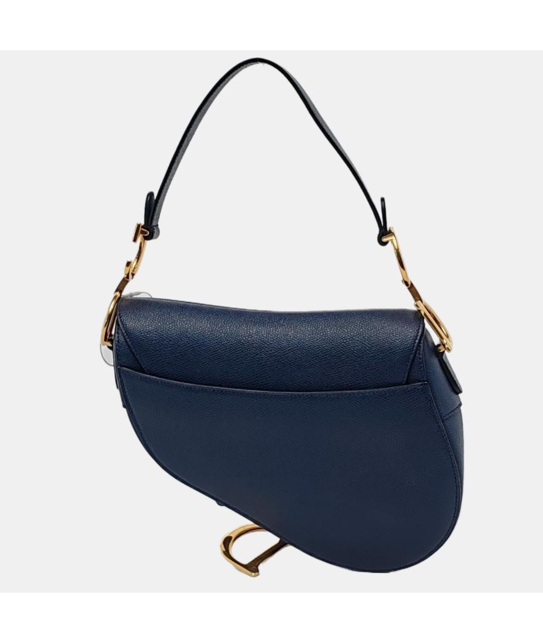 CHRISTIAN DIOR Темно-синяя кожаная сумка с короткими ручками, фото 3