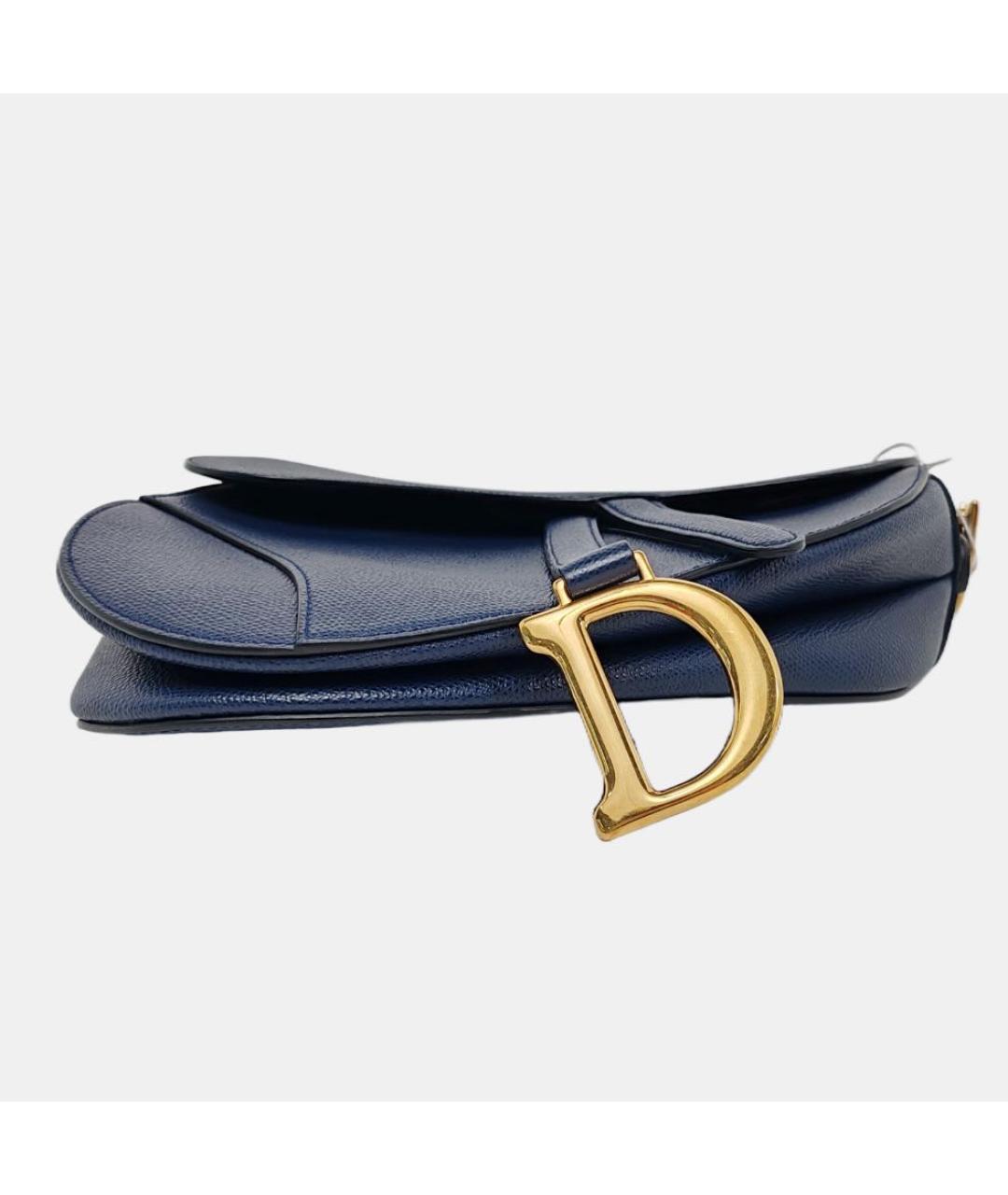 CHRISTIAN DIOR Темно-синяя кожаная сумка с короткими ручками, фото 4