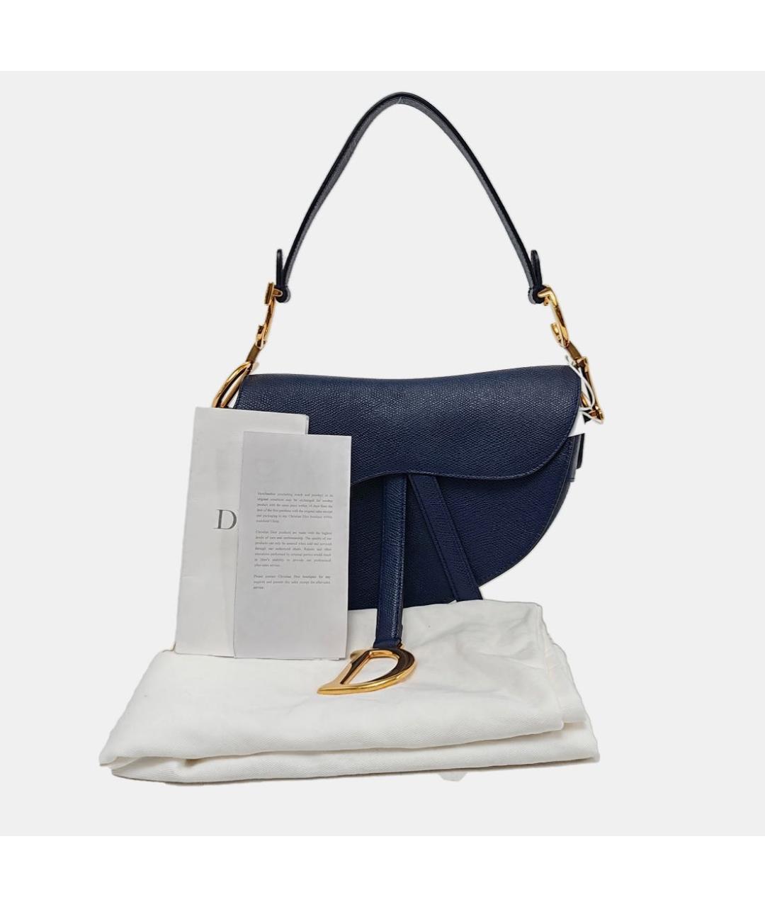 CHRISTIAN DIOR Темно-синяя кожаная сумка с короткими ручками, фото 6