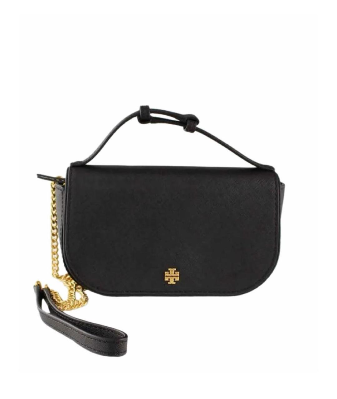 TORY BURCH Черная кожаная сумка с короткими ручками, фото 1