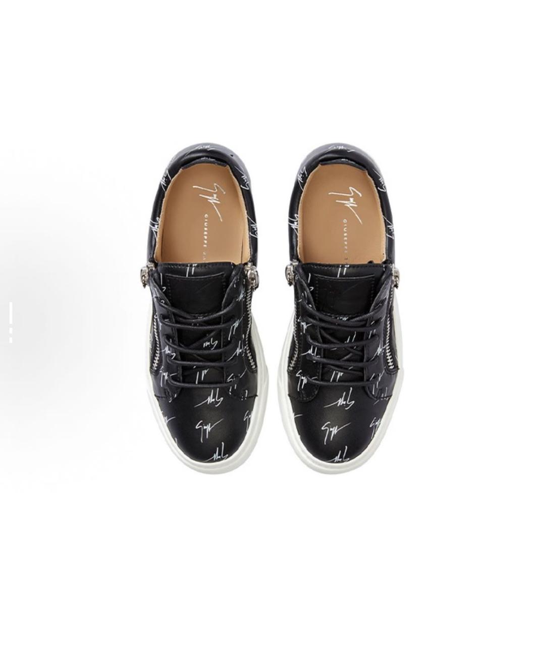 GIUSEPPE ZANOTTI DESIGN Черные кожаные кеды, фото 2