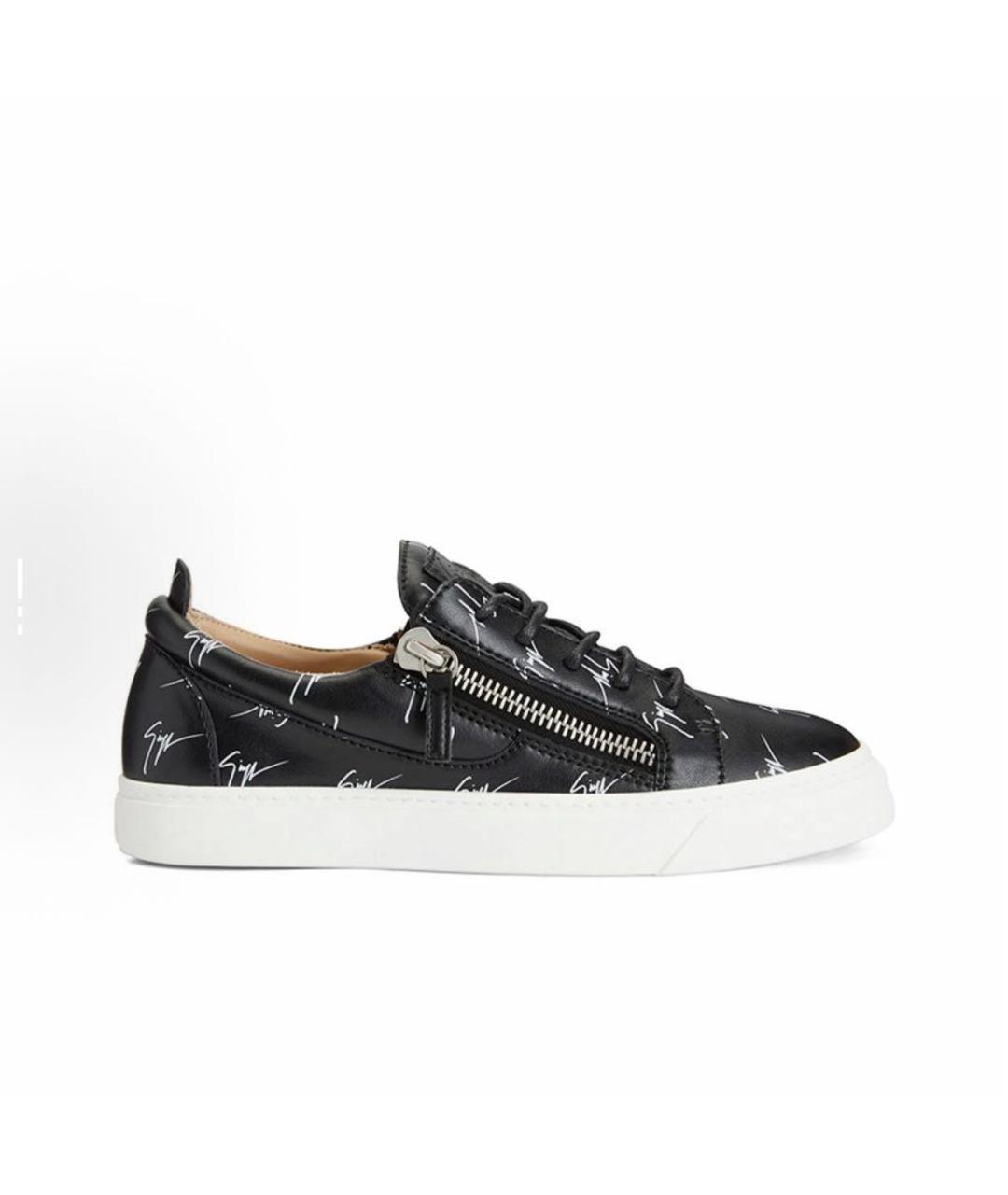 GIUSEPPE ZANOTTI DESIGN Черные кожаные кеды, фото 5