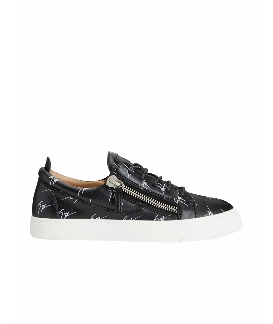 GIUSEPPE ZANOTTI DESIGN Черные кожаные кеды, фото 1