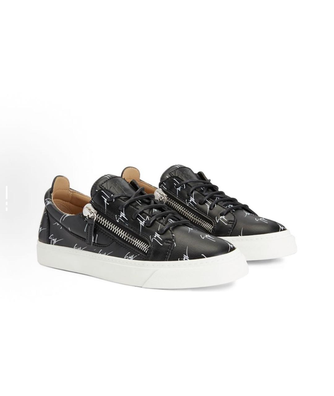 GIUSEPPE ZANOTTI DESIGN Черные кожаные кеды, фото 4