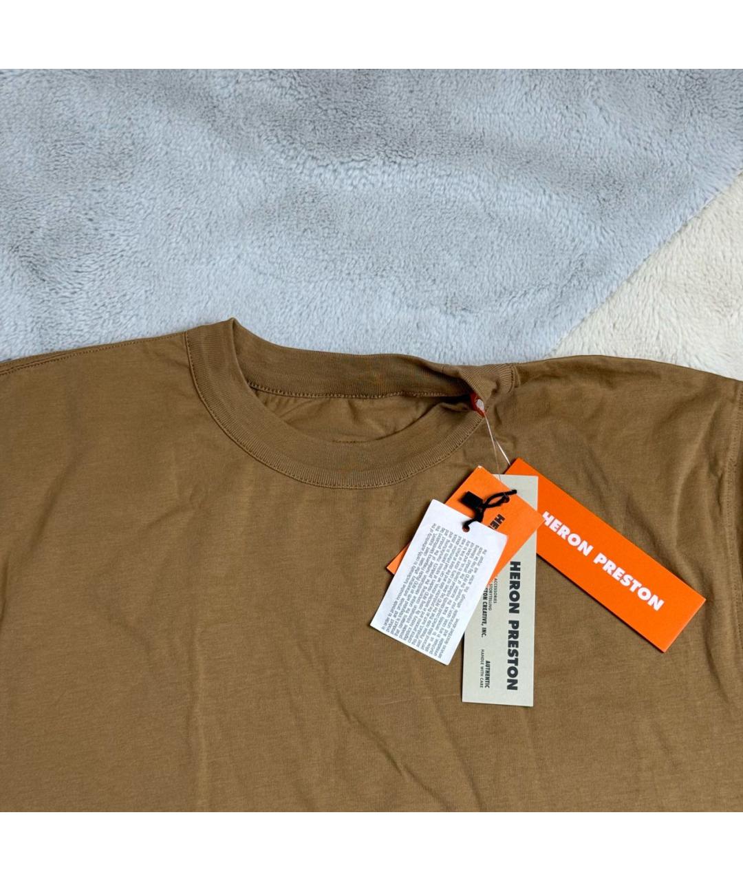 HERON PRESTON Коричневая хлопковая футболка, фото 5
