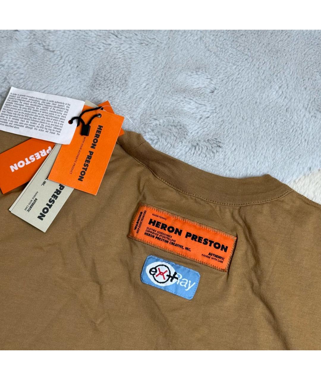 HERON PRESTON Коричневая хлопковая футболка, фото 4