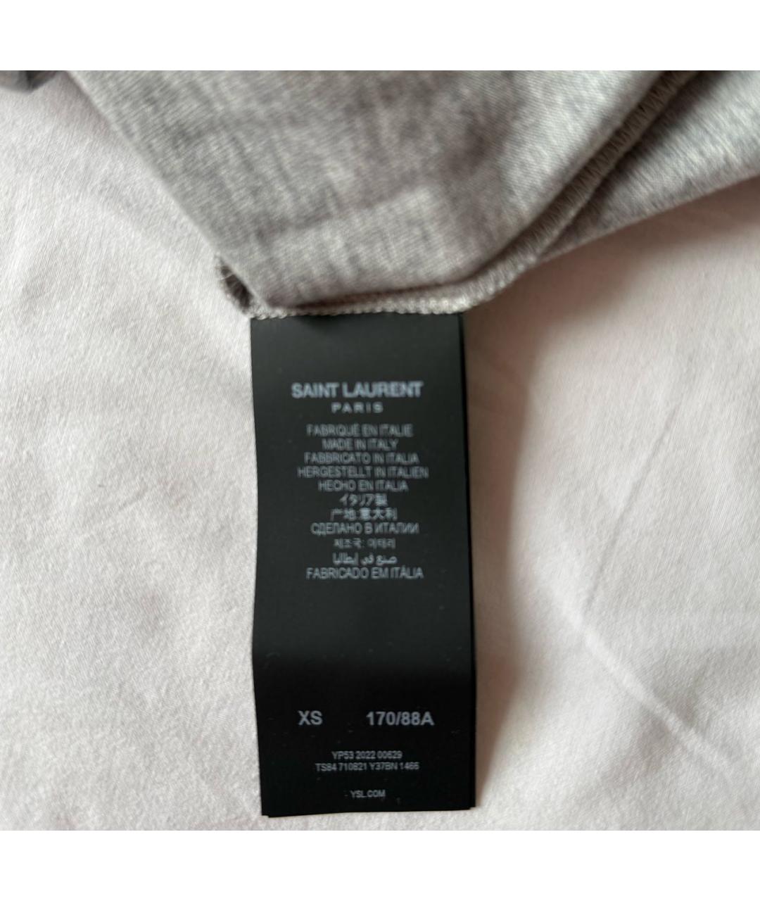 SAINT LAURENT Серая хлопковая футболка, фото 5